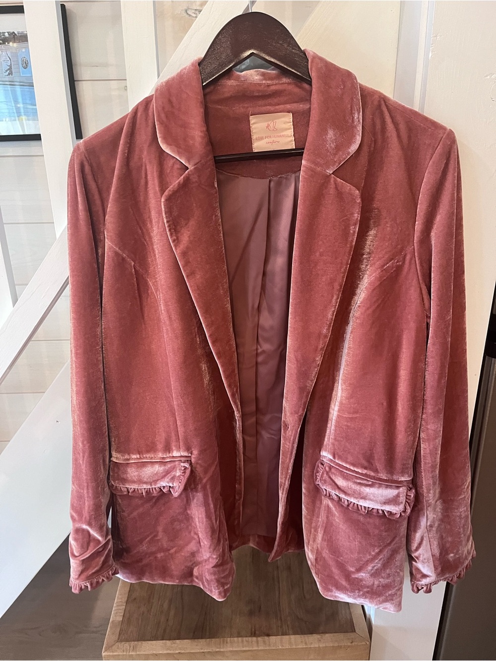 Kensie Velvet Blazer in Dusty Rose